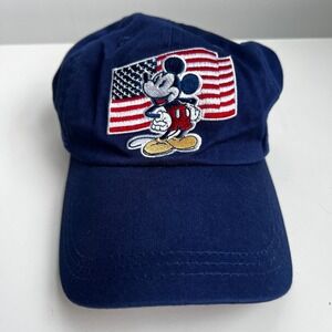 Disney Store Mickey Mouse American Flag Navy Blue Baseball Hat USA Patriotic